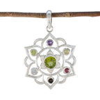 Multi Stone Classic American Silver Hepta multicolor Pendant