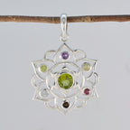 Multi Stone Classic American Silver Hepta Lily Rope-Wire multicolor Pendant Jewelry