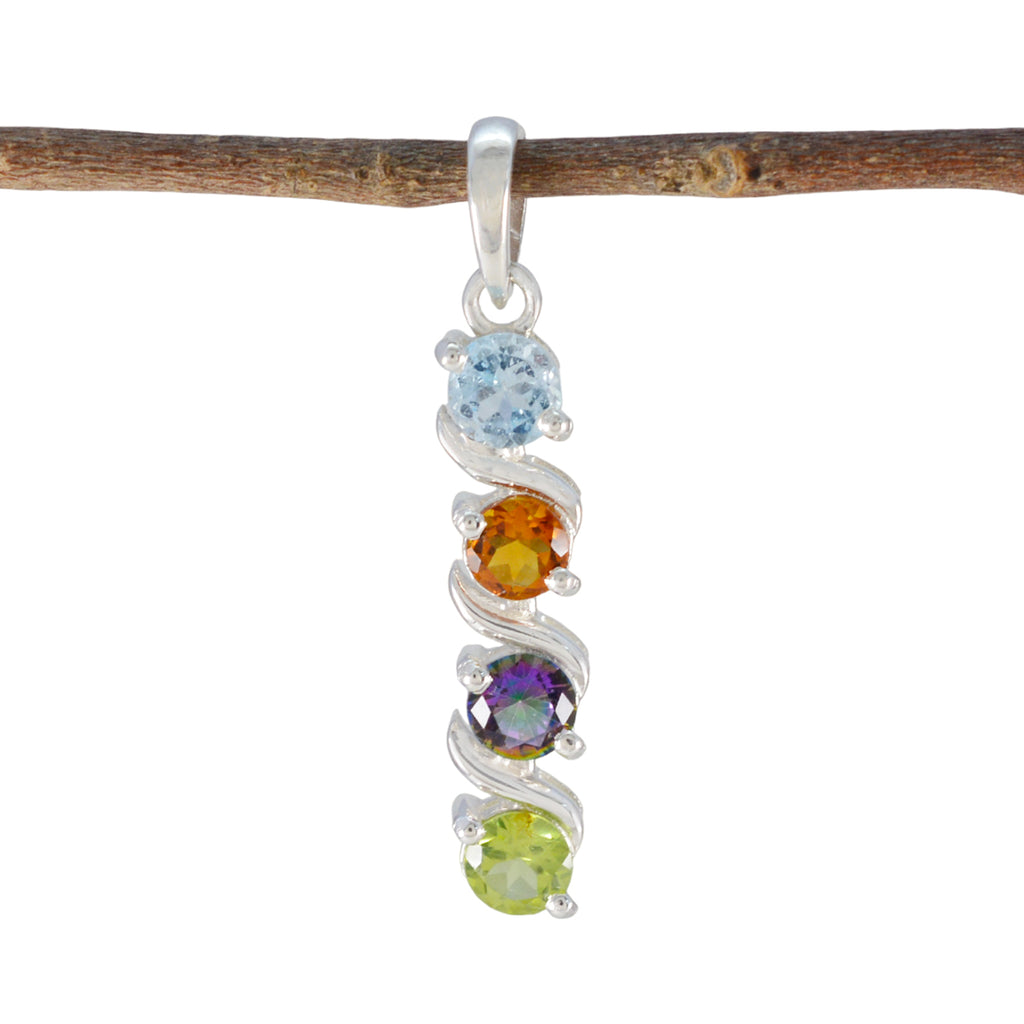 Multi Stone Delicate Russian 92.5 Silver quarter multicolor Pendant