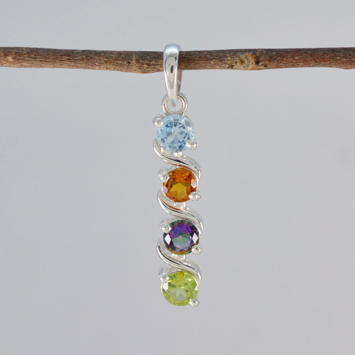 Multi Stone Delicate Russian 92.5 Silver quarter Violet valentine multicolor Pendant Jewellery Secondary image