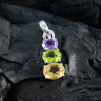 Multi Stone Minimalistische Japanse Sterling Zilveren Trilogie Chen Hedendaagse veelkleurige Hanger Sieraden