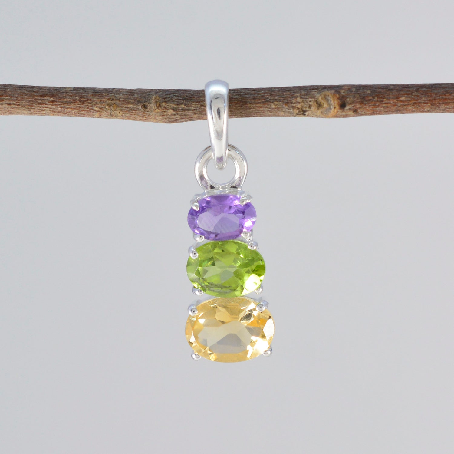 Multi Stone Minimalist Japanese Sterling Silver Trilogy Chen Contemporary multicolor Pendant Jewellery Secondary image