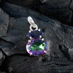 Multi Stone Delicate Mexican Silver Toi et Moi Zoe Cocktail multicolor Pendant Jewelry