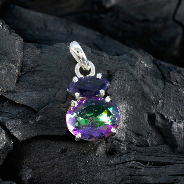 Multi Stone Delicate Mexican Silver Toi et Moi Zoe Cocktail multicolor Pendant Jewelry