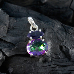 Multi Stone Delicate Mexican Silver Toi et Moi Zoe Cocktail multicolor Pendant Jewelry