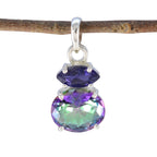 Multi Stone Delicate Mexican Silver Toi et Moi multicolor Pendant