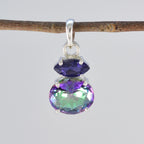 Multi Stone Delicate Mexican Silver Toi et Moi Zoe Cocktail multicolor Pendant Jewelry