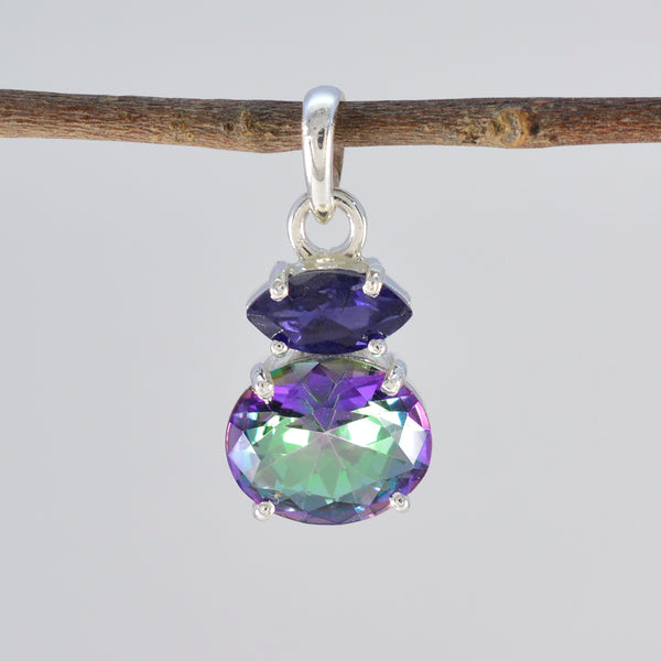 Multi Stone Delicate Mexican Silver Toi et Moi Zoe Cocktail multicolor Pendant Jewelry