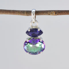 Multi Stone Delicate Mexican Silver Toi et Moi Zoe Cocktail multicolor Pendant Jewelry