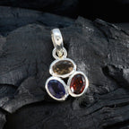 Multi Stone Elegant Japanese Silver Trilogy Ji-eun Sophisticated multicolor Pendant Jewelry