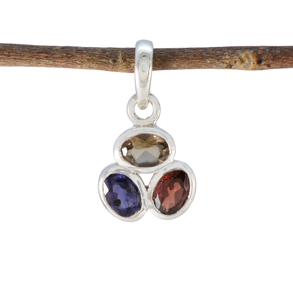 Multi Stone Elegant Japanese Silver Trilogy multicolor Pendant