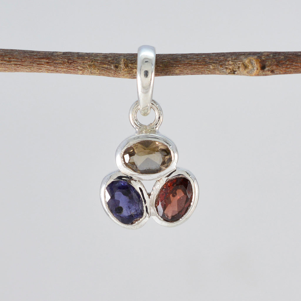Multi Stone Elegant Japanese Silver Trilogy Ji-eun Sophisticated multicolor Pendant Jewelry