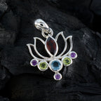 Multi Stone Dainty Moroccan Sterling Silver Hepta Lorena Rope-Wire multicolor Pendant Jewellery