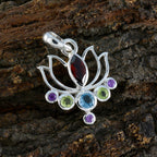 Multi Stone Dainty Moroccan Sterling Silver Hepta Lorena Rope-Wire multicolor Pendant Jewellery