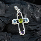 Multi Stone Dainty Russian 92.5 Silver quarter Ava Sophisticated multicolor Pendant Jewellery