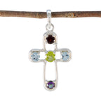 Multi Stone Dainty Russian 92.5 Silver quarter multicolor Pendant