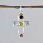 Multi Stone Dainty Russian 92.5 Silver quarter Ava Sophisticated multicolor Pendant Jewellery