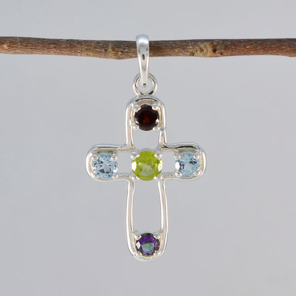 Multi Stone Dainty Russian 92.5 Silver quarter Ava Sophisticated multicolor Pendant Jewellery