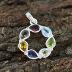 Multi Stone Dainty Latin American Silver Hepta Hazel Eternity multicolor Pendant Jewelry