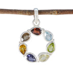Multi Stone Dainty Latin American Silver Hepta multicolor Pendant