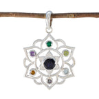 Multi Stone Classic Mexican Sterling Silver Hepta multicolor Pendant