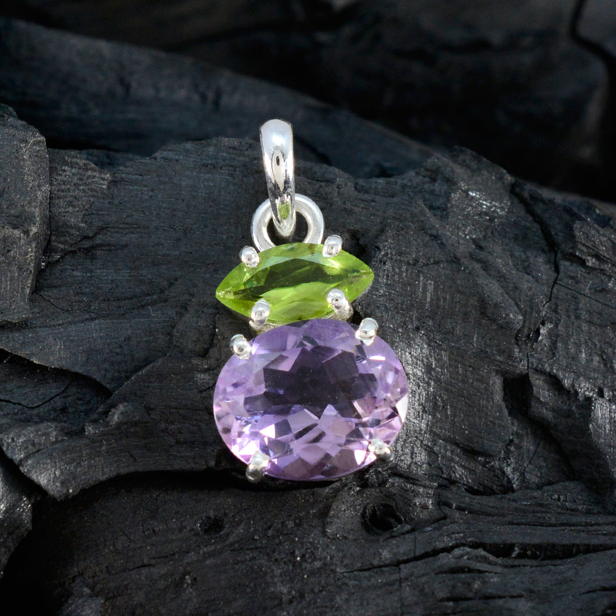 Multi Stone Delicate Latin American Sterling Silver Toi et Moi Zoey Bubble multicolor Pendant Jewellery