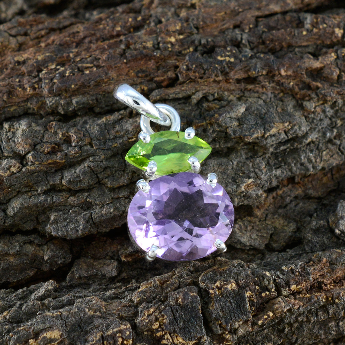 Multi Stone Delicate Latin American Sterling Silver Toi et Moi Zoey Bubble multicolor Pendant Jewellery