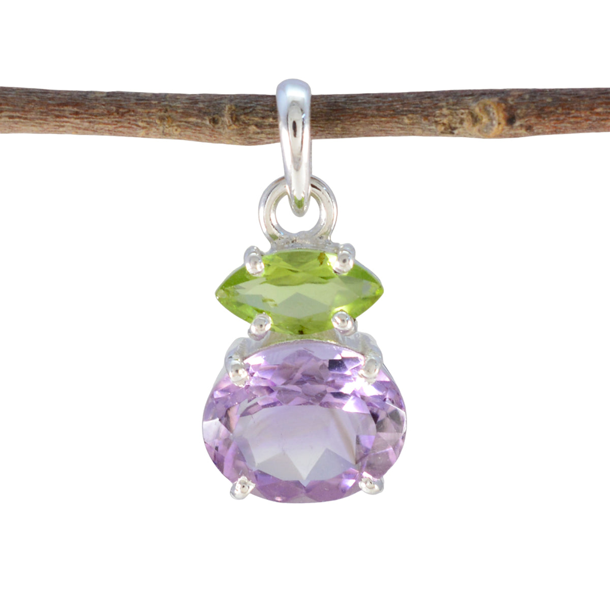 Multi Stone Delicate Latin American Sterling Silver Toi et Moi multicolor Pendant Image principale du produit