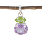 Multi Stone Delicate Latin American Sterling Silver Toi et Moi multicolor Pendant