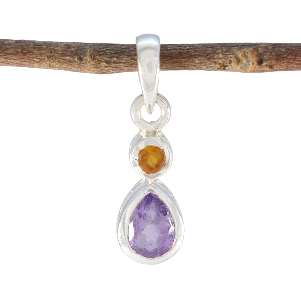 Multi Stone Minimalist Korean Silver Toi et Moi multicolor Pendant メイン画像