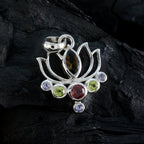 Multi Stone Dainty Egyptian 925 Silver Hepta Lourdes Rope-Wire multicolor Pendant Jewelry