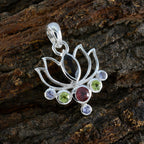 Multi Stone Dainty Egyptian 925 Silver Hepta Lourdes Rope-Wire multicolor Pendant Jewelry