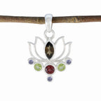Multi Stone Dainty Egyptian 925 Silver Hepta multicolor Pendant