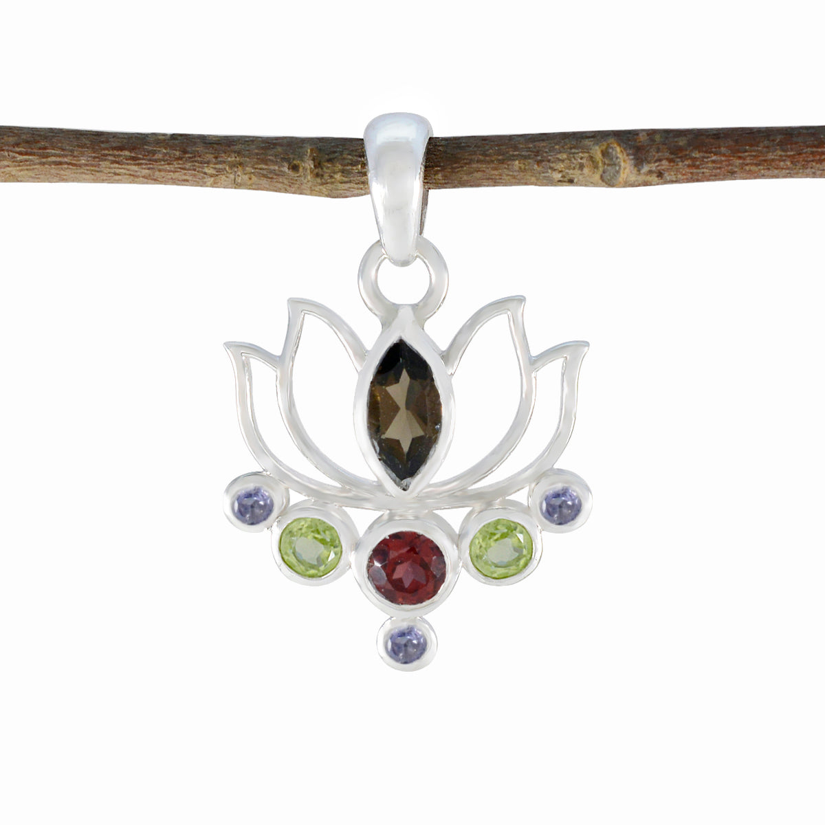 Multi Stone Dainty Egyptian 925 Silver Hepta multicolor Pendant
