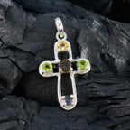 Multi Stone Dainty Moroccan Silver quarter Bella Armor multicolor Pendant Jewelry