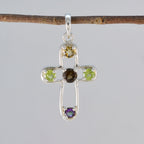 Multi Stone Dainty Moroccan Silver quarter Bella Armor multicolor Pendant Jewelry