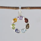 Multi Stone Dainty Russian Sterling Silver Hepta Ida Heart multicolor Pendant Jewellery