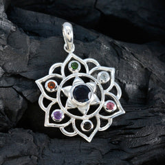 Multi Stone Classic Latin American 925 Silver Hepta Lucy Rope-Wire multicolor Pendant Jewelry