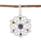 Multi Stone Classic Latin American 925 Silver Hepta multicolor Pendant