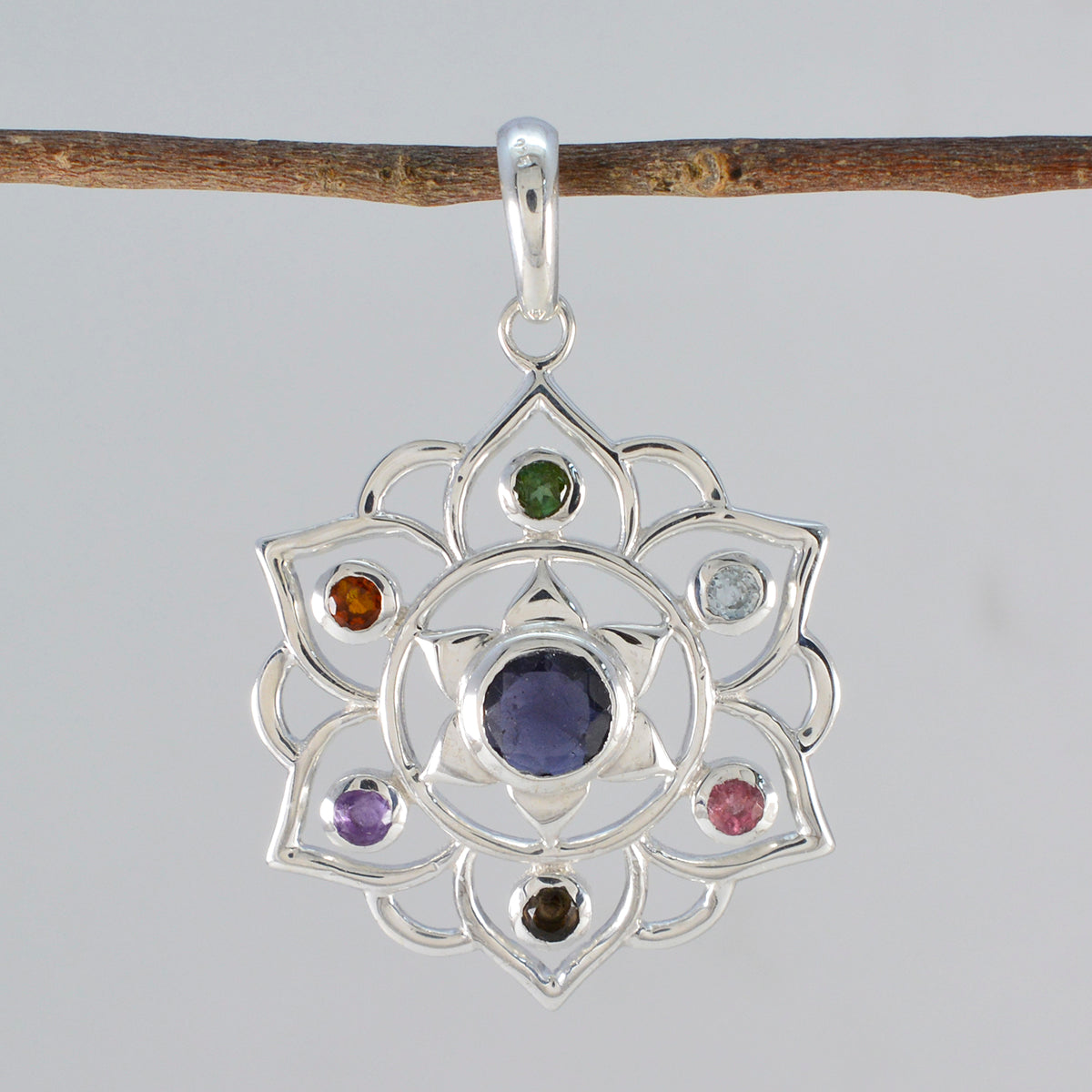 Multi Stone Classic Latin American 925 Silver Hepta Lucy Rope-Wire multicolor Pendant Jewelry Secondary image