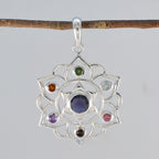 Multi Stone Classic Latijns-Amerikaans 925 Zilver Hepta Lucy Touw-Wire veelkleurige hanger sieraden