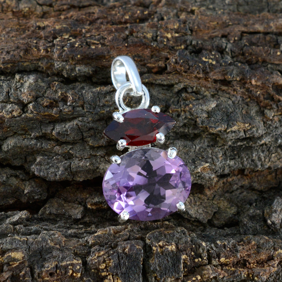 Multi Stone Delicate Russian 925 Silver Toi et Moi Yasmin Eternity multicolor Pendant Jewelry