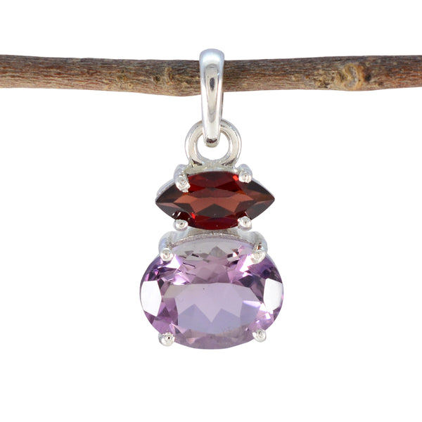 Multi Stone Delicate Russian 925 Silver Toi et Moi multicolor Pendant