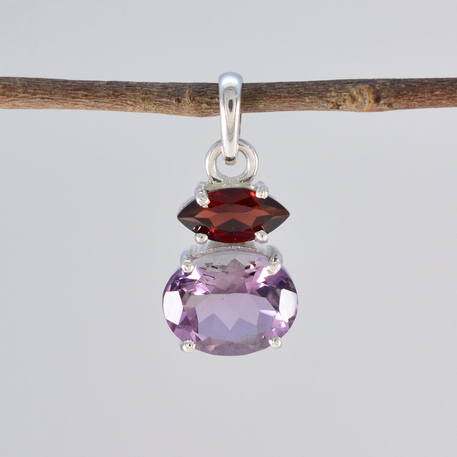 Multi Stone Delicate Russian 925 Silver Toi et Moi Yasmin Eternity multicolor Pendant Jewelry