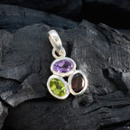 Multi Stone Elegant Japanese 925 Silver Trilogy Li Lee Signet multicolor Pendant Jewelry