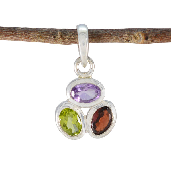 Multi Stone Elegant Japanese 925 Silver Trilogy multicolor Pendant