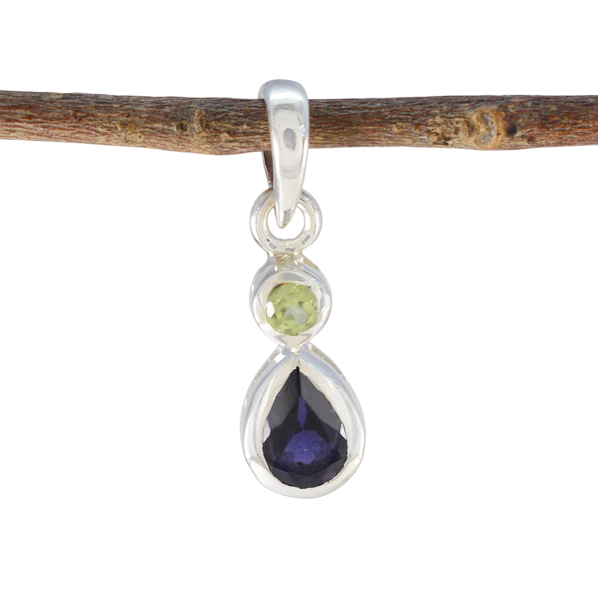 Multi Stone Minimalist Japanese Sterling Silver Toi et Moi multicolor Pendant