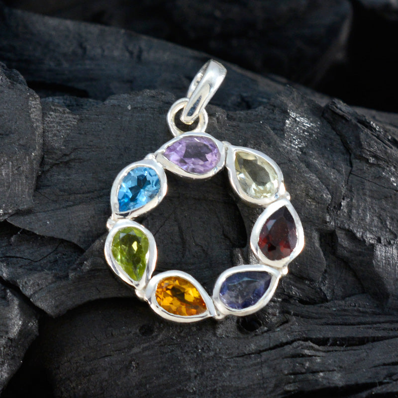 Multi Stone Dainty Moroccan 925 Silver Hepta Ines Modern multicolor Pendant Jewelry