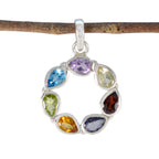 Multi Stone Dainty Moroccan 925 Silver Hepta multicolor Pendant