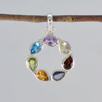Multi Stone Dainty Moroccan 925 Silver Hepta Ines Modern multicolor Pendant Jewelry